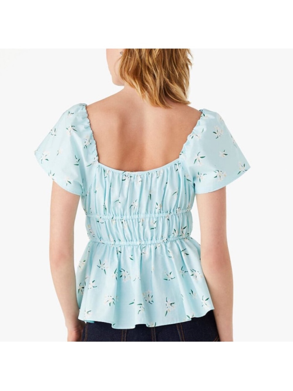 Kate Spade Women’s Orange Blossom Toss Square Neck Top Size Large - Picture 2 of 12